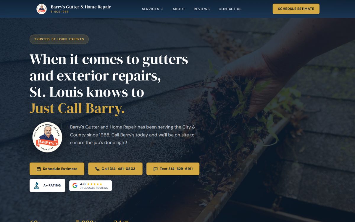 Barry's Gutters website